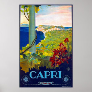 Poster Capri, litoral, mar, Italia, italiano riviera