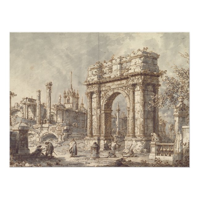Póster Capriccio com arco triunfal romano (Frente)