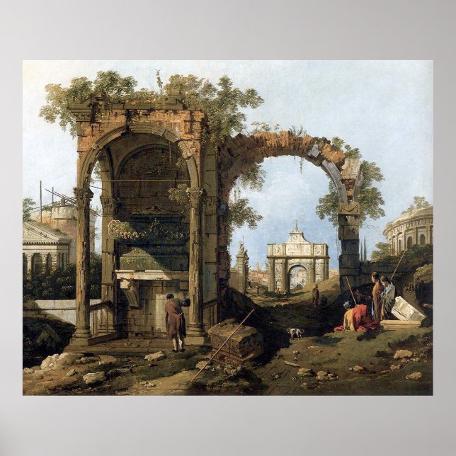 Poster Capriccio com ruínas e edifícios clássicos (Frente)