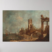 Capriccio de um Porto - Guardi Cartaz de Arte Fina