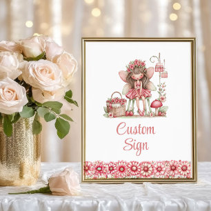 Poster Caprichoso Fada Corada Floral Fofo Aniversário de 