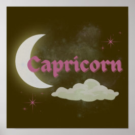 Poster Capricorn Celestial Moon Cloud Stars Astrologia Ar