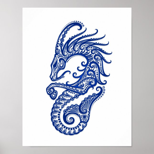Póster Capricórnio Azul, Zodiac, em Branco (Frente)
