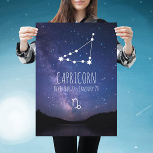 Poster Capricórnio   Constelação Zodiac Personalizada