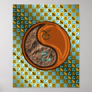 Poster Capricórnio e Cobra de madeira