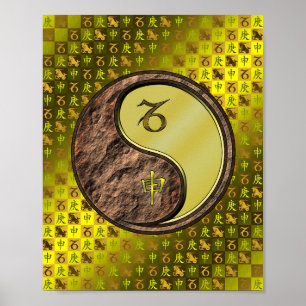 Poster Capricórnio e macaco metálico