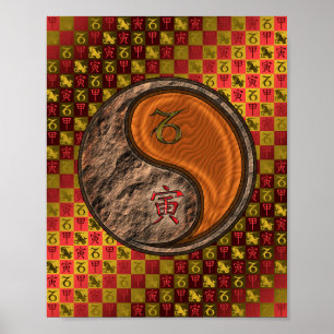 Poster Capricórnio e madeira Tigre