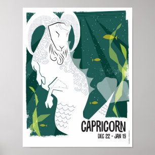 Poster Capricórnio o zodíaco da cabra do mar