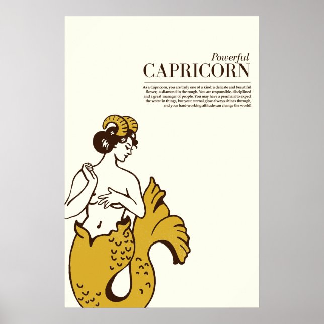 Poster "Capricórnio Poderoso", Arte Zodiaca Legal e Bonit (Frente)