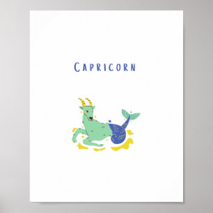 Poster Capricórnio Rosa, zodíaco, estampa de estrela