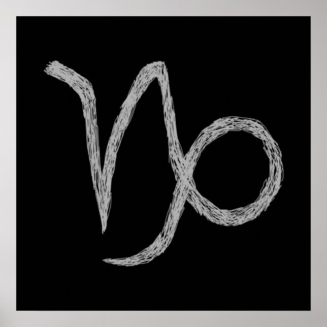 Poster Capricórnio. Sinal de Astrologia Zodíaca. Branco. (Frente)