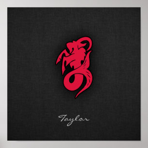 Poster Capricórnio Vermelho