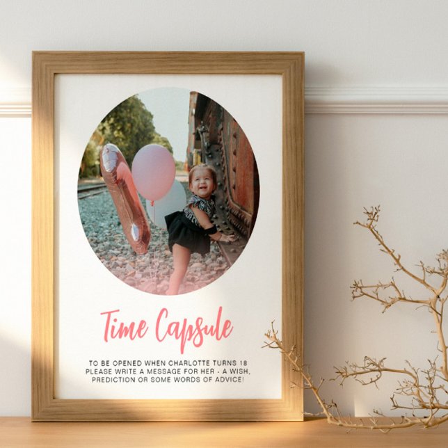 Poster Cápsula de Tempo de Fotografia Redonda Rosa Modern (Criador carregado)