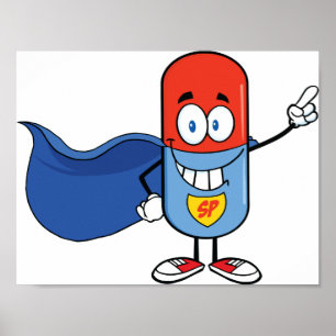 Poster Cápsula do comprimido dos desenhos animados