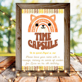 Poster Cápsula do Tempo 4x6 Boho Woodland Raposa Aniversá