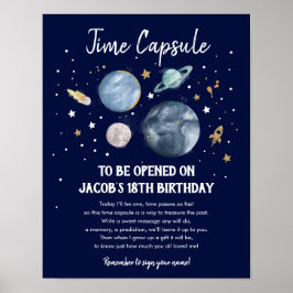 Poster Cápsula do Tempo Aniversário do Menino Planeta Esp