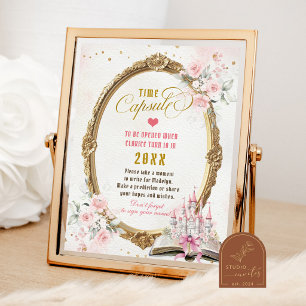 Poster Cápsula do Tempo de Aniversário de 1 Ano Blush Pin