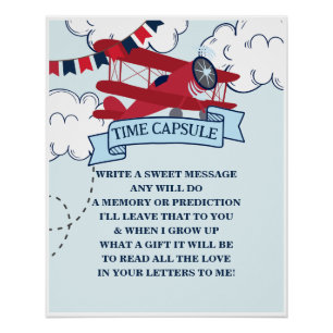 Póster Cápsula do Tempo de Aniversário do Avião