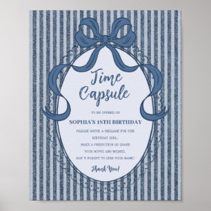 Poster Cápsula do Tempo de Aniversário em Jeans Azul com 
