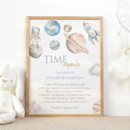Poster Cápsula do Tempo de Aniversário Espacial Foguete G