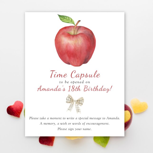 Poster Cápsula do Tempo de Aquarela de Maçã 1º aniversári (Criador carregado)
