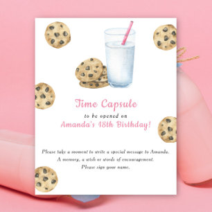 Poster Cápsula do tempo de biscoitos e leite 1º aniversár