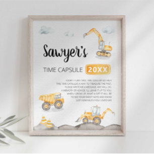 Poster Cápsula do Tempo de Caminhão de Construção
