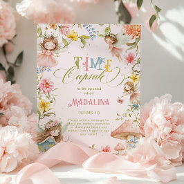 Poster Cápsula do Tempo de Fada Aniversário Flor Silvestr