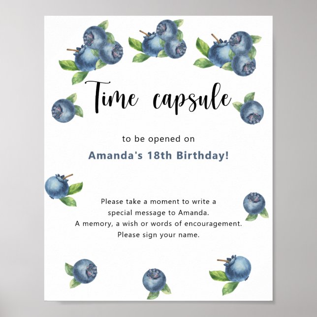 Poster Cápsula do Tempo de Mirtilos 1º aniversário (Frente)