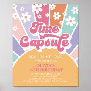Poster Cápsula do Tempo do 1º Aniversário Retro Sunshine