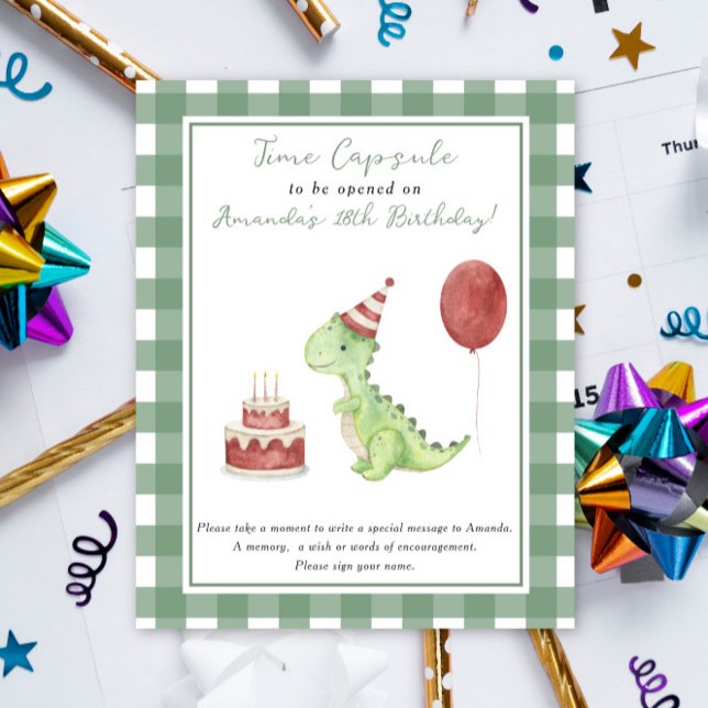 Poster Cápsula do tempo do Dino 1º aniversário neutro em  (Criador carregado)