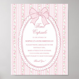 Poster Capsula do Tempo Floral Elegante Vintage Rosa Past