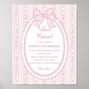 Poster Capsula do Tempo Floral Elegante Vintage Rosa Past