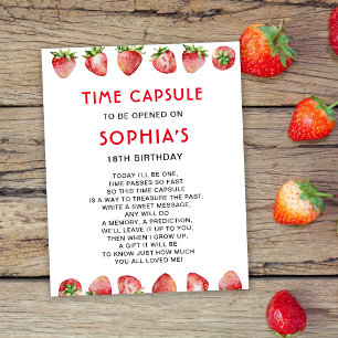 Poster Cápsula do Tempo Morango 1º Aniversário