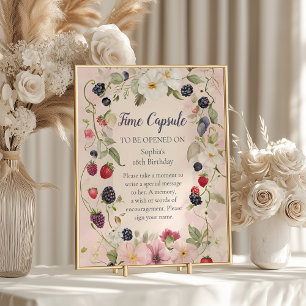 Poster Cápsula do Tempo  Morango Doce Primeiro 1º Anivers