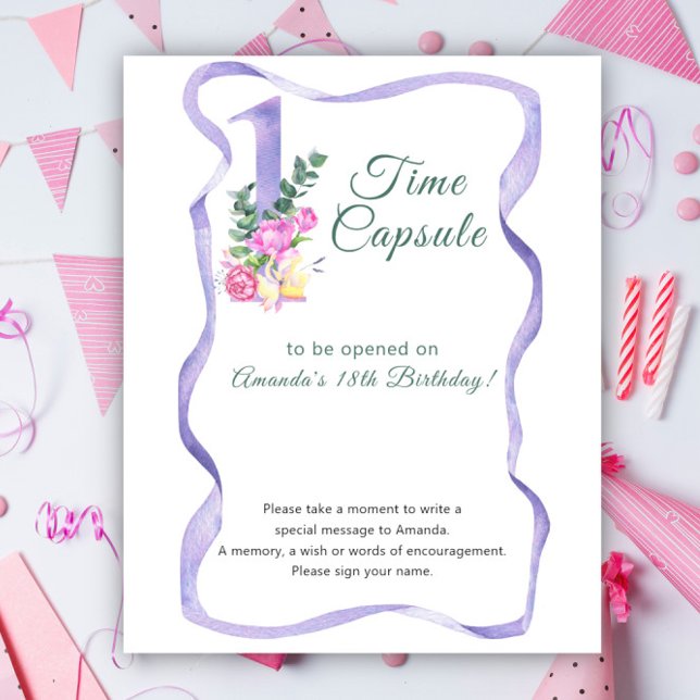 Poster Cápsula do tempo número de flores 1º aniversário (Criador carregado)