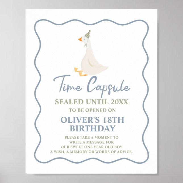 Poster Cápsula Horária bobo primeiro aniversario Verde Az (Frente)