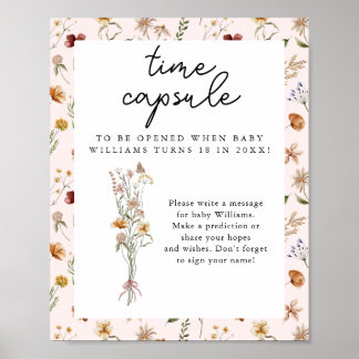 Poster Cápsula Horária de Chá de fraldas Rosa Pequeno