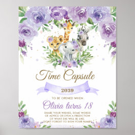 Poster Cápsula Horária Floral Roxa