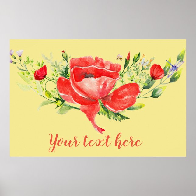 Poster Cápsulas Vermelhas de Aquarela Personalizadas (Frente)