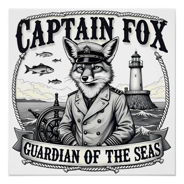 Póster Captain Fox Guardian of Seas Nautical Design (Frente)