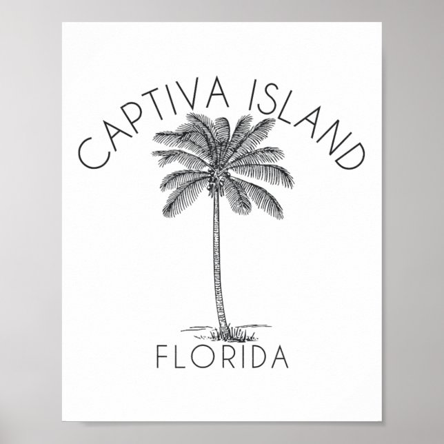 Poster Captiva Island Beach Design Palm Tree Illustration (Frente)