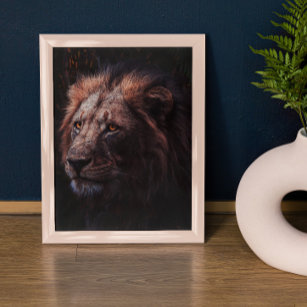 Poster Captivar a vida selvagem de um leão feroz