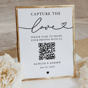 Poster Captura Minimalista do Amor Coração de Foto QR