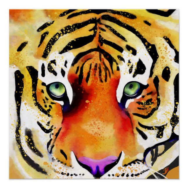 Póster Capturando a Majestade: O Olhar de um Tigre (Frente)