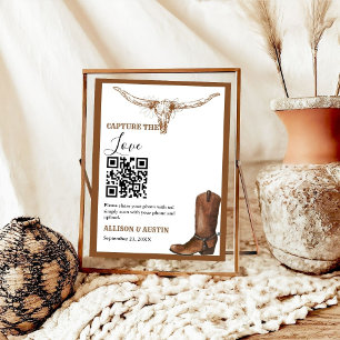 Poster Capturar amor Código QR Botas de cowboy ocidentais