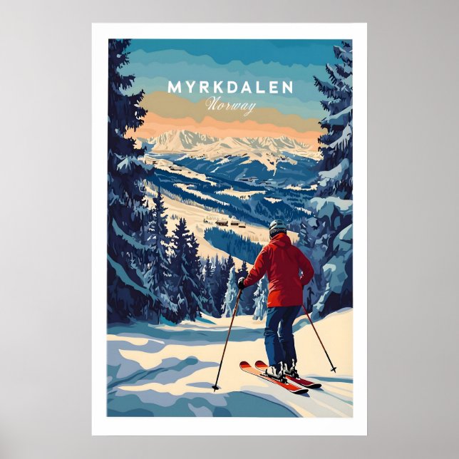 Poster Capturar Aventura com o Cartaz de Esqui Myrkdalen  (Frente)