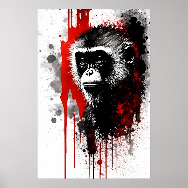 Poster Capuchin Monkey Ink Painting (Frente)