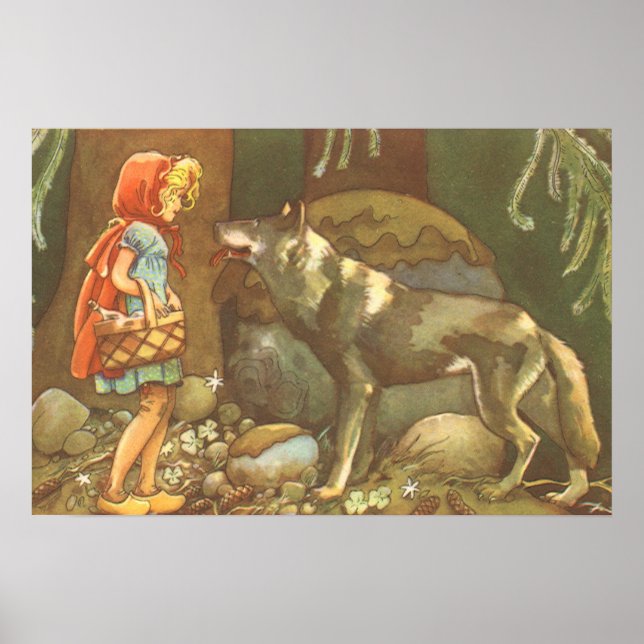 Póster Capuzinho Vermelho, Conto de Fadas Clássico (Frente)