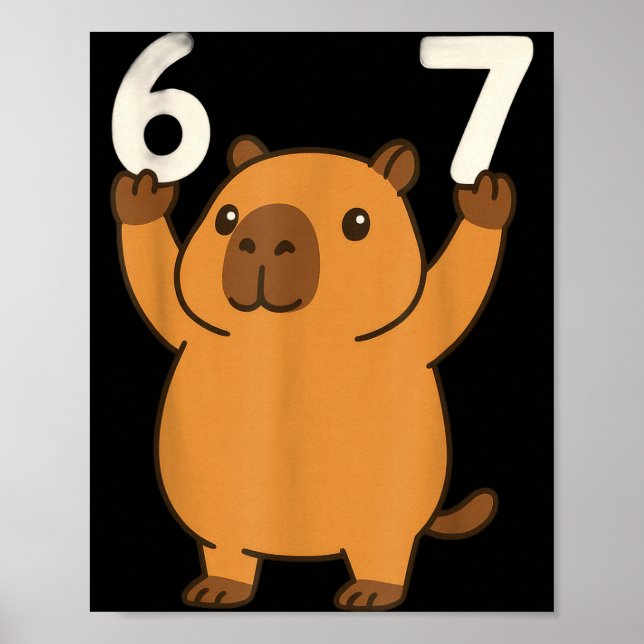 Poster Capybara 67 Meme Six Seven Funny  (Frente)